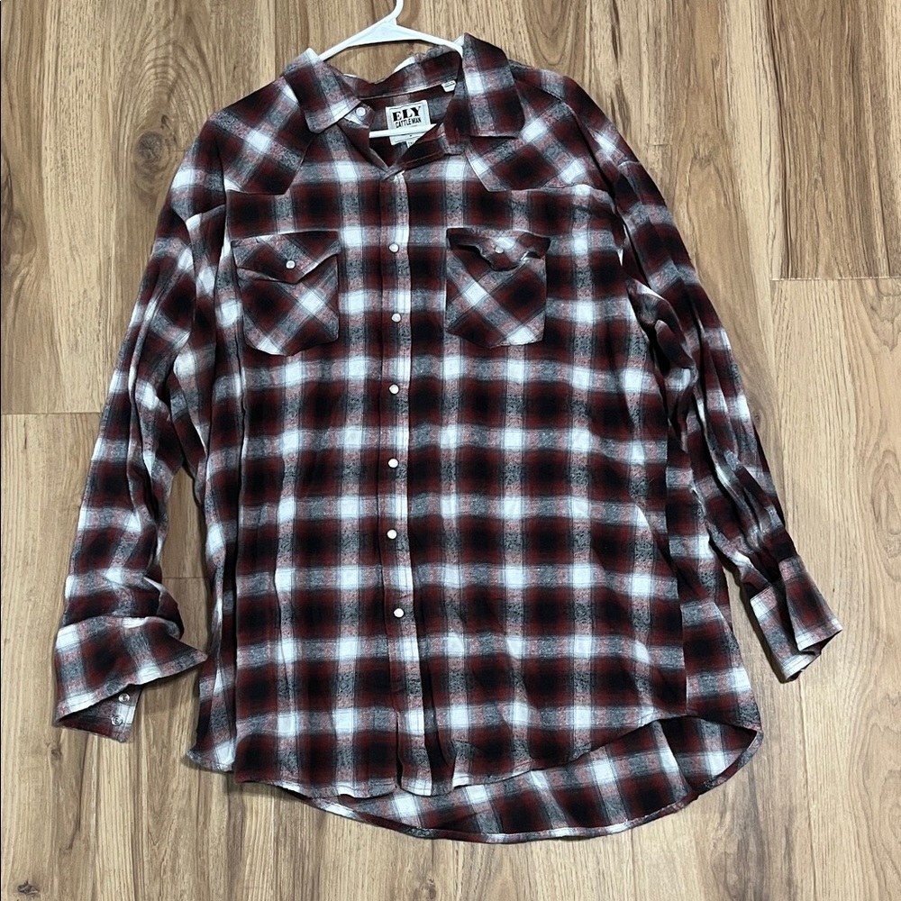 Ely Cattleman Red and Black Plaid Shirt 2XLT